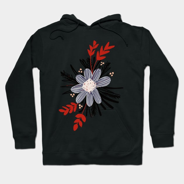 Black, red and white cosmos wild flowers Hoodie by FrancesPoff